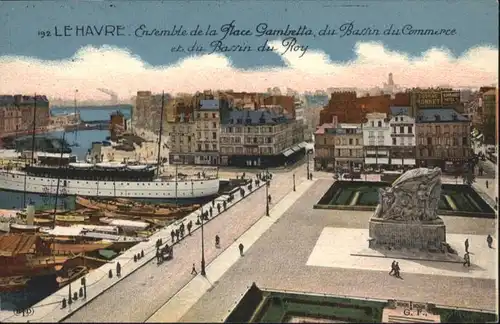 Le Havre Place Gambetta Bassin Commerce Bassin Roy Dampfer *