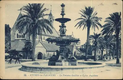 Hyeres Palmiers Fontaine Godillot Eglise Kirche Angiclane *