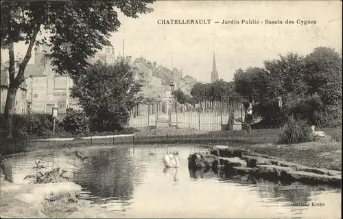 Chatellerault Jardin Public Bassin Cygnes *