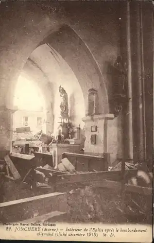 Jonchery Marne Eglise Kirche Bombardement Allemand Zerstoerung *