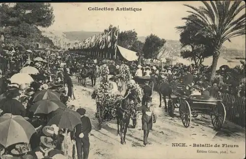 ww71638 Nice Alpes Maritimes Nice Bataille Fleurs Kutsche Pferd * Kategorie. Nice Alte Ansichtskarten