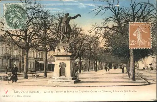 Libourne Gironde Allee Tourny Statue Capitaine Oscar de Gereaux x