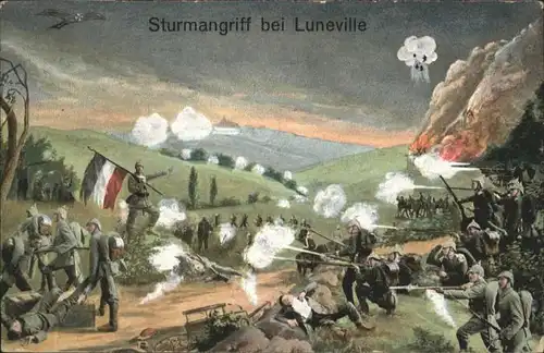 Luneville Schlacht Soldaten Fahne Kanone x