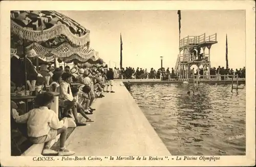 Cannes Palm-Beach Casino Merveille Riviera Piscin Olympique Sprungturm Schwimmbad  x