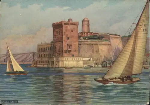 ww86391 Marseille Marseille Fort Saint Jean Kuenstler Tanner * Kategorie. Marseille Alte Ansichtskarten