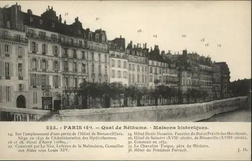 Paris Quai de Bethume Maisons historiques *