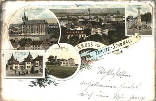 Teplitz-Schoenau Gymnasium Schlossberg Krieger Denkmal  x