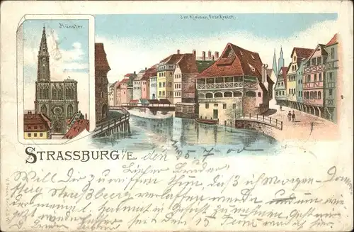 Strasbourg Alsace Strassburg Elsass Muenster  Litho x
