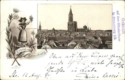 Strasbourg Alsace Strassburg Elsass Tracht Litho x