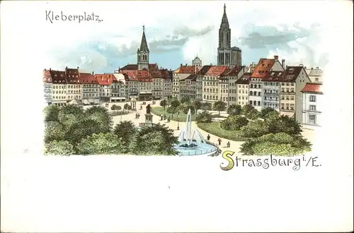 Strasbourg Alsace Strassburg Elsass Kleberplatz Litho *