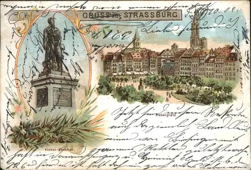 Strasbourg Alsace Strassburg Elsass Kleberplatz Denkmal Litho x