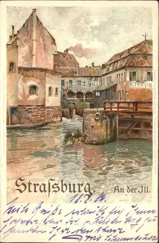Strasbourg Alsace Strassburg Elsass Ill Kuenstler F. Hoch x