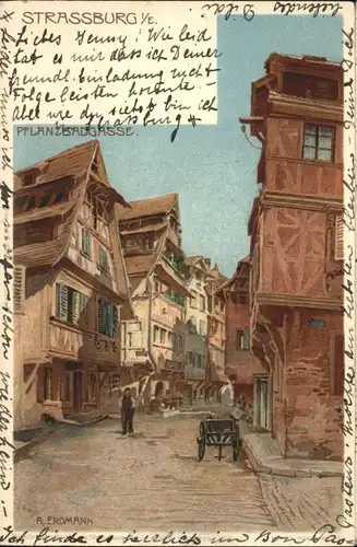 Strasbourg Alsace Strassburg Elsass Kuenstler A. Erdmann Pflanzbadgasse x