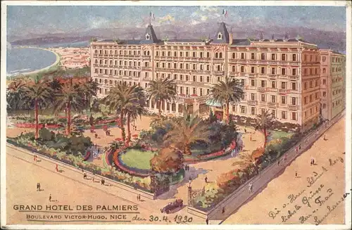 wx38591 Nice Alpes Maritimes Nice Grand Hotel Palmiers Boulevard Victor Hugo x Kategorie. Nice Alte Ansichtskarten