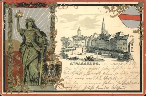 Strasbourg Alsace Strassburg Elsass Praegedruck Wappen Kleberplatz  x