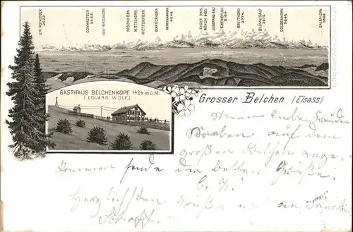 Grosser Belchen Grand Ballon Elsass Gasthaus Belchenkopf Litho x