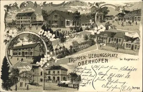 Oberhofen Elsass Truppenuebungsplatz bei Hagenau Litho x