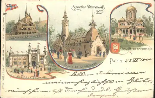 Paris Exposition Universelle Palais Norvege Bulgarie Finlande Serbie x