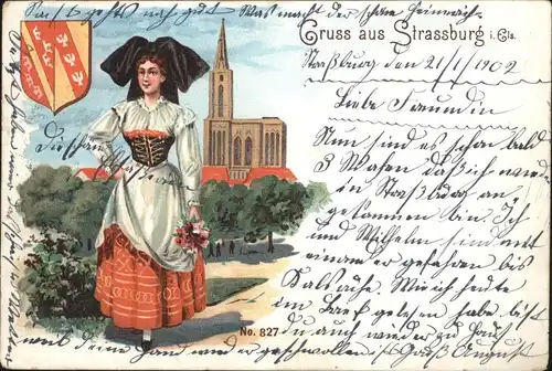 Strasbourg Alsace Strassburg Elsass Tracht Wappen  x