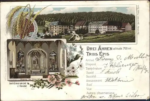 Drei-aehren Trois-Epis Eglise Litho x