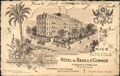 wx40335 Nice Alpes Maritimes Nice Hotel Bade O'Connor x Kategorie. Nice Alte Ansichtskarten