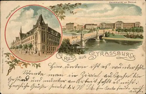 Strasbourg Alsace Haupt-Postamt, Universitaet, Bruecke