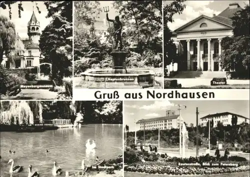 Nordhausen Thueringen Nordhausen Harz Meyenburgmuseum Neptunbrunnen Theater Rautenstrasse Petersberg Stadtpark x / Nordhausen /Nordhausen LKR