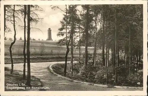 Glauchau Erzgebirgsweg mit Bismarckturm Kat. Glauchau