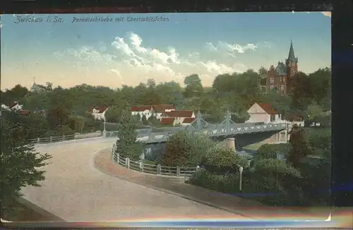 Zwickau Sachsen Paradiesbruecke mit Ebertschloesschen Kat. Zwickau