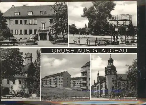 Glauchau Schwimmbad Plattenbau Postamt Schloss Kat. Glauchau