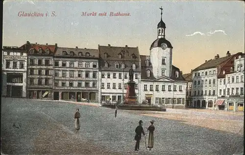 Glauchau Markt mit Rathaus Kat. Glauchau
