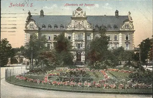 Zwickau Sachsen Albertplatz mit Postamt Kat. Zwickau