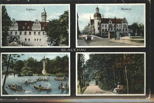 Glauchau Postamt Schloss Gruendelteich  Kat. Glauchau