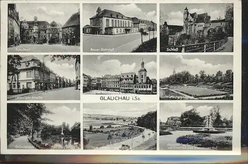 Glauchau Schloss Leipziger Strasse Hirschgrundpark Gruendelteich Kat. Glauchau