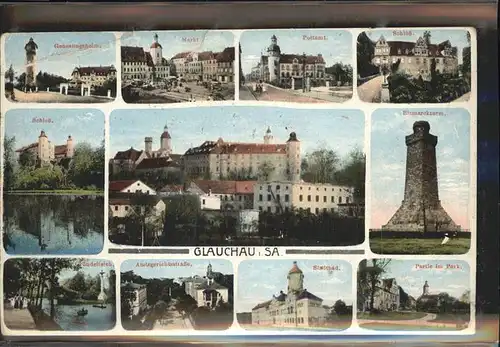 Glauchau Schloss Postamt Bismarckturm Kat. Glauchau