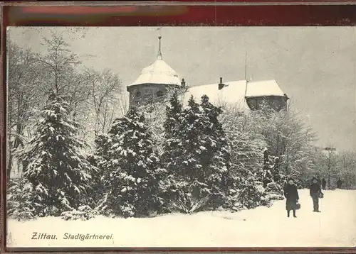 Zittau Stadtgaertnerei im Schnee Kat. Zittau