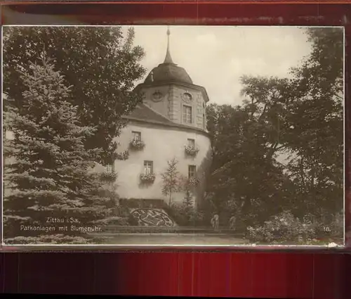 Zittau Parkanlage mit Blumenuhr Kat. Zittau