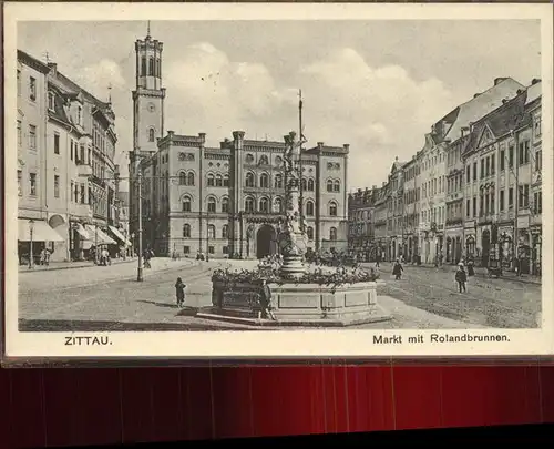 Zittau Markt mit Rolandbrunnen Kat. Zittau