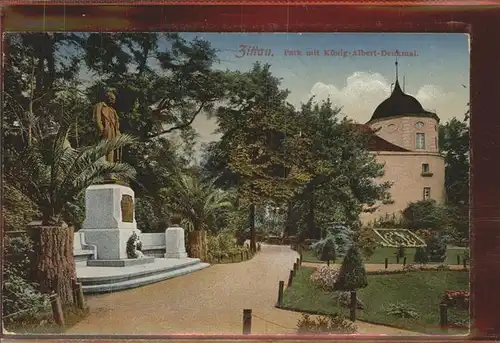 Zittau Park mit Koenig Albert Denkmal Kat. Zittau
