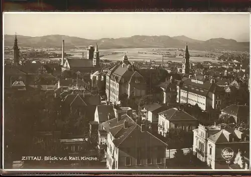 Zittau Blick von der Katholischen Kirche Kat. Zittau