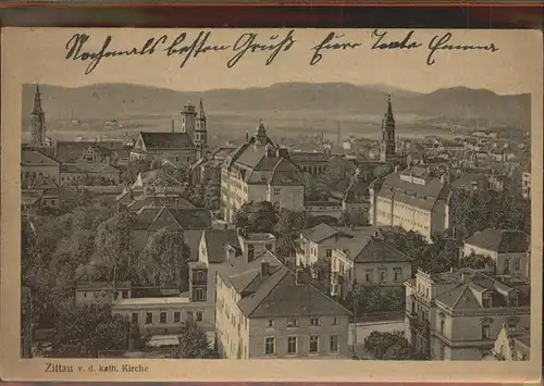 Zittau von der Katholischen Kirche gesehen Kat. Zittau