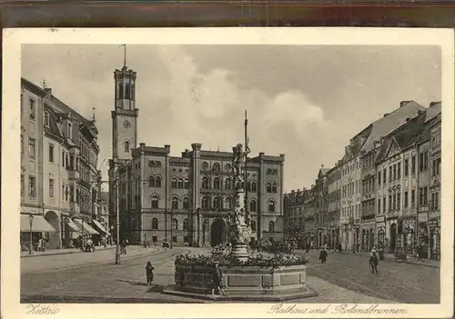 Zittau Rathaus mit Rolandbrunnen Kat. Zittau
