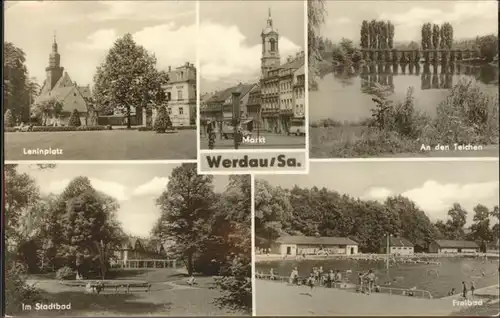 Werdau Leninplatz Freibad Stadtbad Kat. Werdau