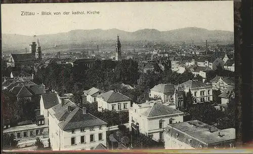 Zittau Blick von Katholische Kirche Kat. Zittau