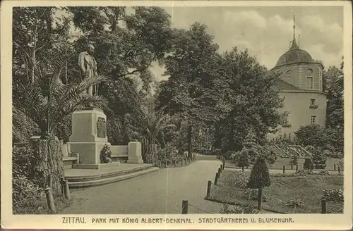 Zittau Park Koenig Albert Denkmal Stadtgaertnerei Blumenuhr Kat. Zittau