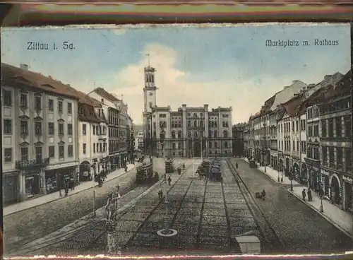 Zittau Marktplatz mit Rathaus Kat. Zittau