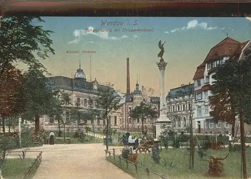 Werdau Sachsen Johannisplatz mit Kriegerdenkmal Kat. Werdau