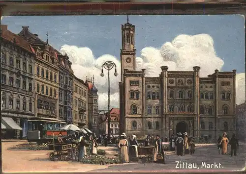 Zittau Markt Strassenbahn Kat. Zittau