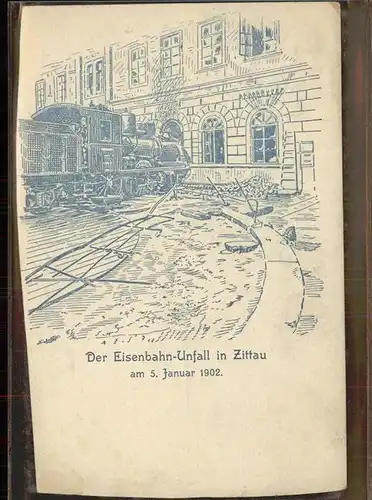 Zittau Kuenstlerkarte Der Eisenbahn Unfall 5.1.1902 Kat. Zittau