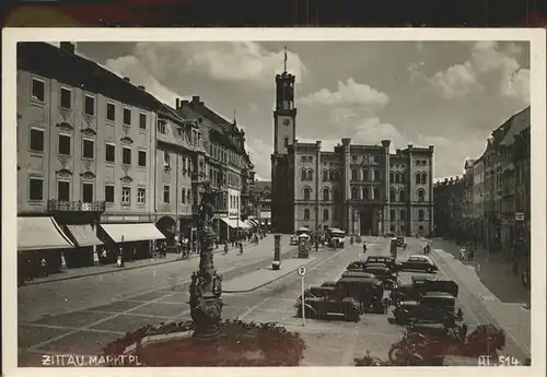 Zittau Marktplatz Autos Kat. Zittau